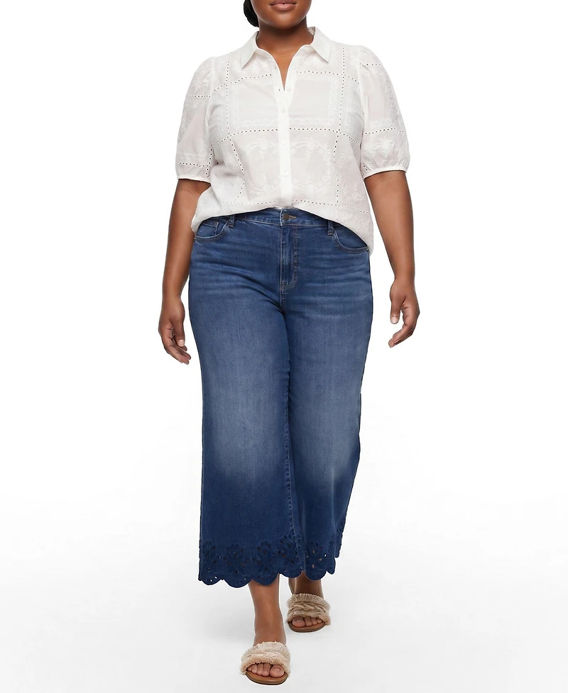 Torrid Plus Belle Isle Eyelet Button Down Shirt