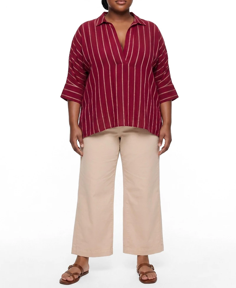 Torrid Plus Belle Isle Cotton Linen Popover Tunic