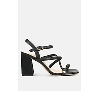 Artha Womens open square toe block heel sandals