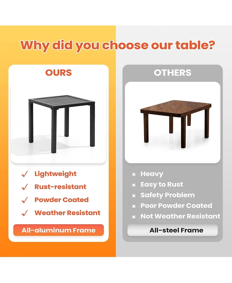 Pellebant Outdoor End Table Aluminum Square Patio Side