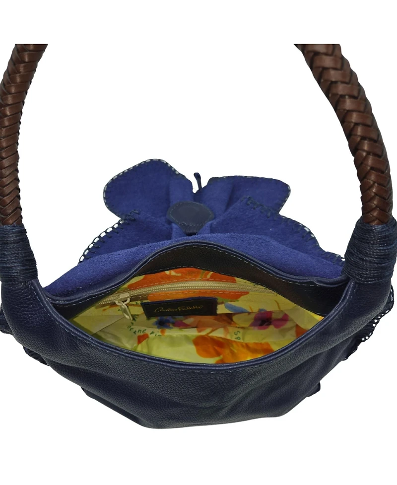 Carlos Falchi Shoulder Butterfly Leather Bag