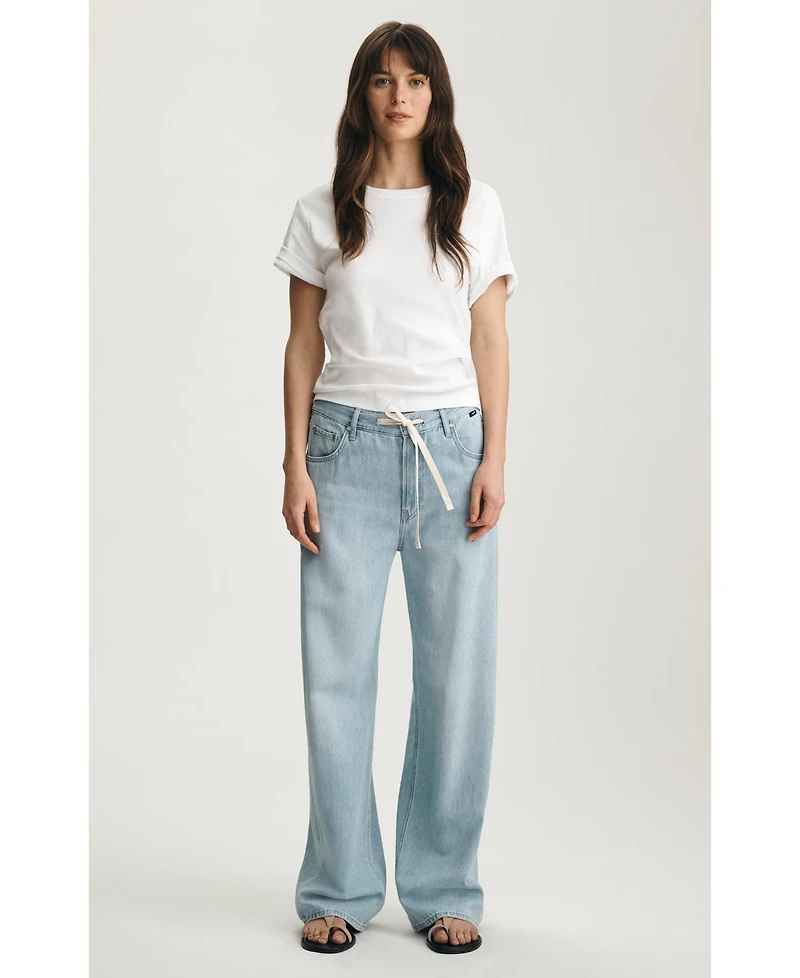 Mavi Jeans Women's Nella Adjustable Drawstring Wide Leg Bleached Well Blue