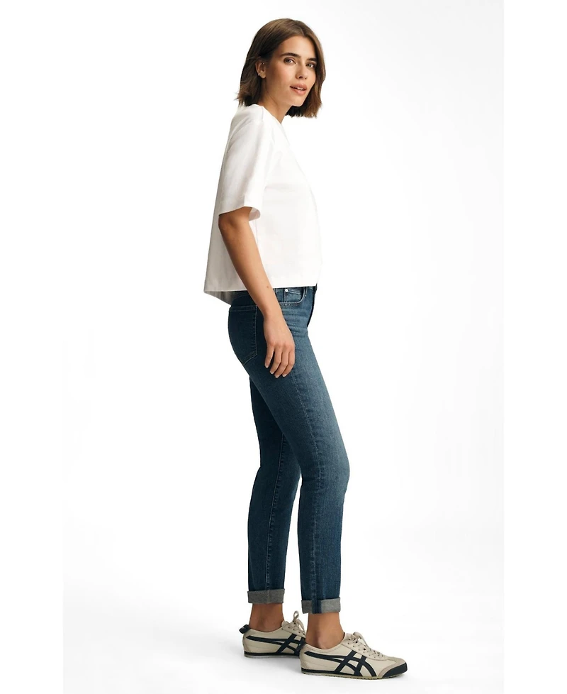 Mavi Jeans Women's Kathleen Mid Rise Boyfriend Dark Brushed Flex Blue