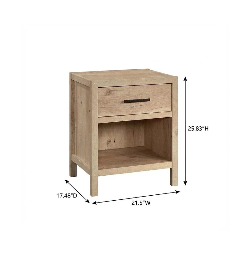 Starlight Canyon Home Oak Finish Nightstand with Coastal Cottage Style and Rectangle Design