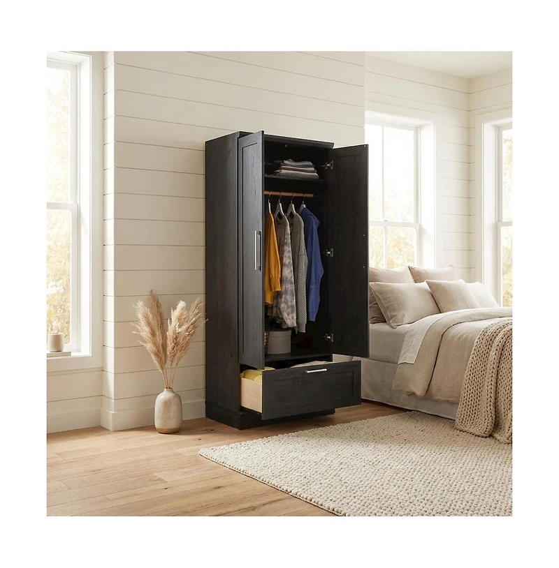 Starlight Canyon Home Raven Oak Storage Armoire With Contemporary Style And Spacious Design