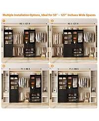 Aheaplus Wooden Closet System Set with 6 Drawers and 5 Hanging Rods Shelves