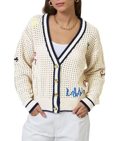 Central Park West Women's Chelsea Embroidered Cardigan Sweater