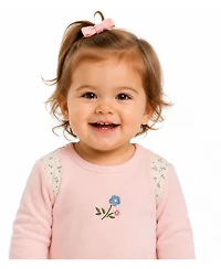 MeMoi Baby Girl's "Fairy Flowers" Embroidered Velour Footie