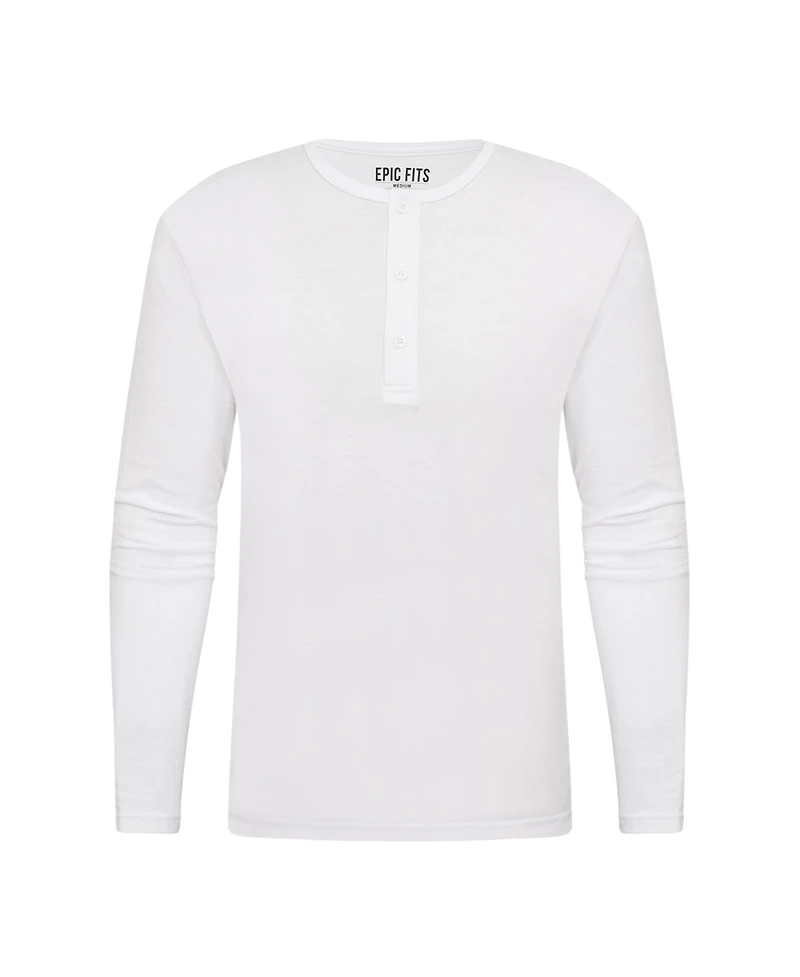 Epic Fits Men's Long Sleeve Henley T-Shirt, 6-Pack
