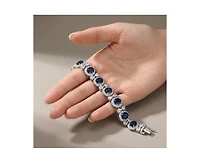 Genevive Dazzling White Gold Plated Cz Oval and Pave Statement Bracelet