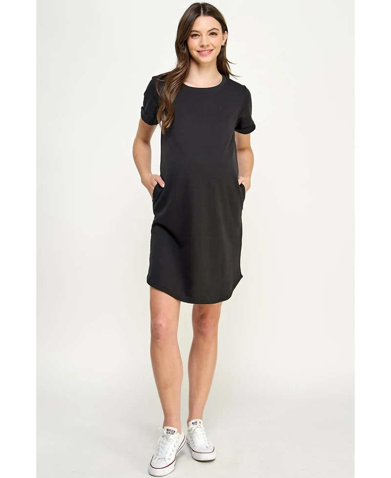Hello Miz Maternity Short Sleeve T-Shirt Dress with Pockets