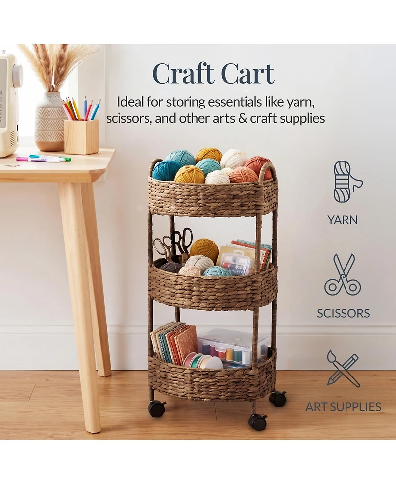 Best Choice Products 3-Tier Round Rolling Nursery Caddy w/Wheels, Utility Cart for Storage Organization