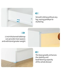 homfan Modern 4-Drawer Dresser with Led Lights and Usb Charging