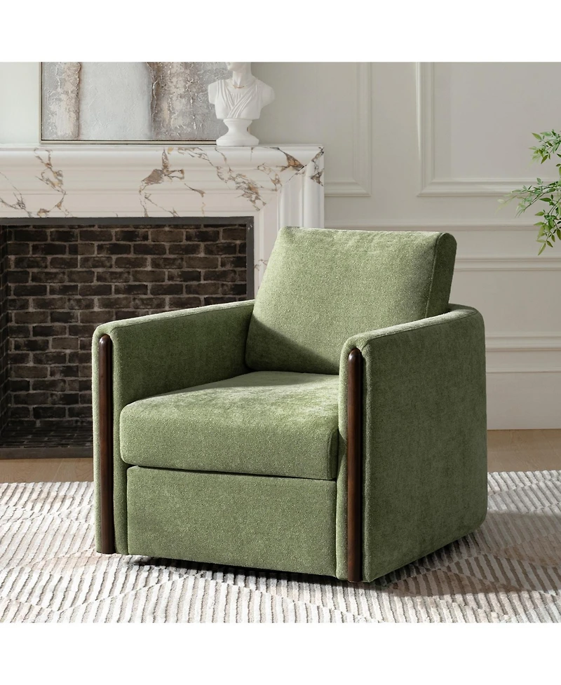 Hulala Home Verdino Modern Down-filled Solid Wood Swivel Barrel Chair