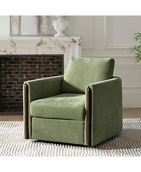 Hulala Home Verdino Modern Down-filled Solid Wood Swivel Barrel Chair