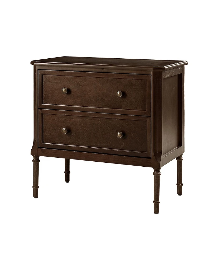 Hulala Home Irene Transitional 28''W 2 Drawer End Table with Charging Station