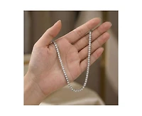 Sterling Silver White Gold Plated with Cubic Zirconia Princess Eternity Tennis Necklace