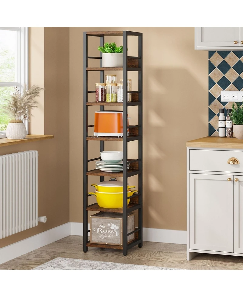 Slickblue Narrow 6-Tier Corner Bookshelf and Storage Rack