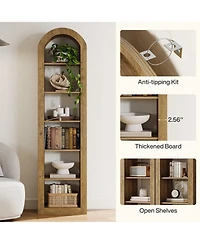Slickblue Modern Narrow Open Bookshelf with 6 Tier Storage Design