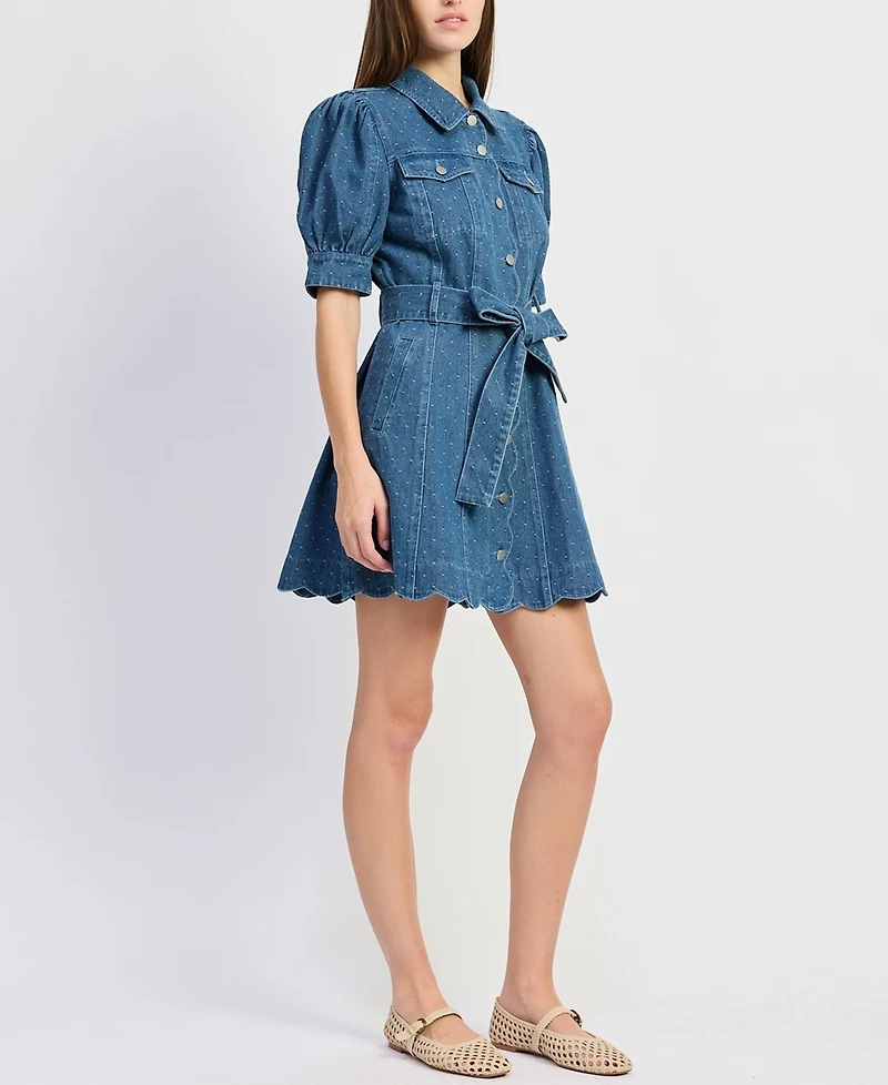 En Saison Women's Heidi Collared Denim Mini Dress