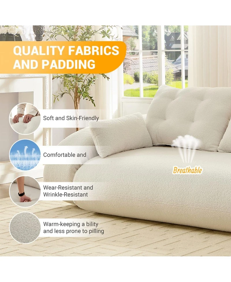 Maison Boucle 78.7'' Teddy 2-Seat 3-in-1 Sleeper Sofa, Foldable Foam Sofa Bed