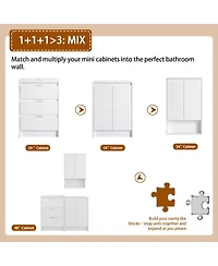 Sillysis 47 Inch Modern Freestanding Bathroom Vanity with Resin Sink, Soft Close Drawers, Storage Cabinet and Wall Cabinet