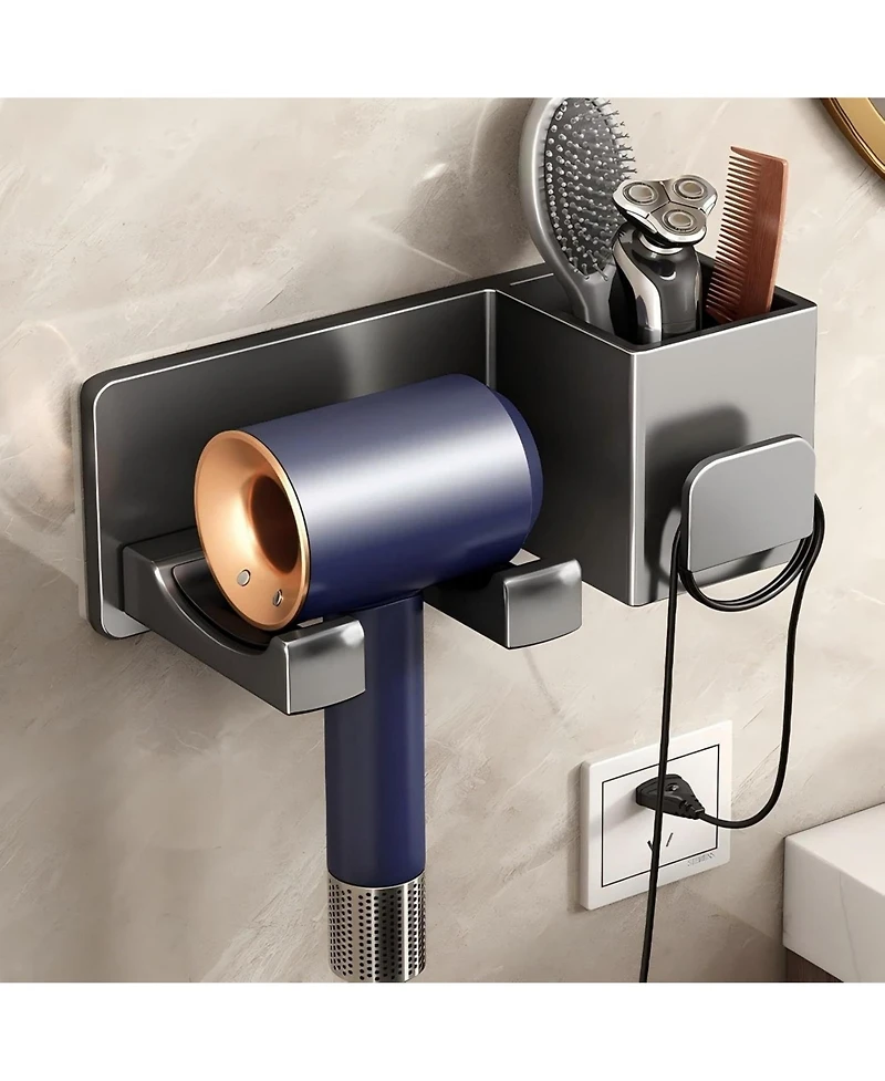 Phying Wall Mounted Hair Dryer Storage Rack Multifunctional Hair Tool Organizer Shelf For Hairdryer Hairbrush Home Bathroom And Salon Use