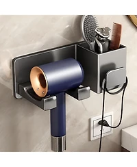Phying Wall Mounted Hair Dryer Storage Rack Multifunctional Hair Tool Organizer Shelf For Hairdryer Hairbrush Home Bathroom And Salon Use