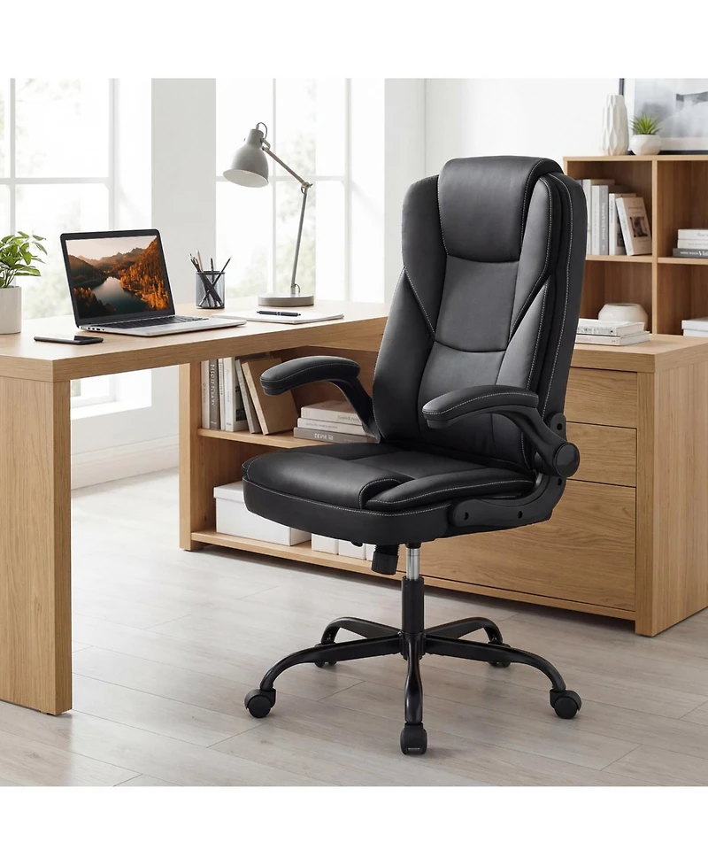 Slickblue Ergonomic Leather Computer Desk Chair for Home Office Comfort