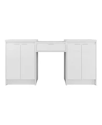 Sillysis 71 Inch Modern Double Bathroom Vanity with Resin Sinks, Soft Close Doors, Scratch and Water-Resistant Cabinet, Side Storage