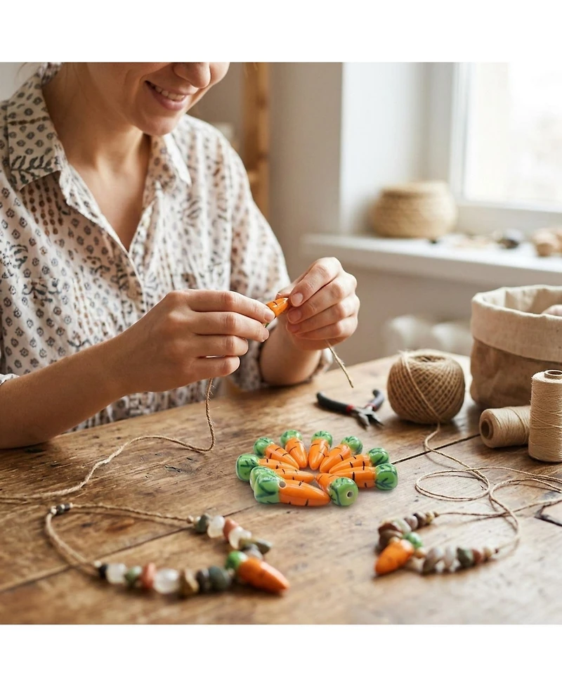 Sevorley 15Piece Set Ceramic Carrot-Shaped Loose Beads for Diy Jewelry