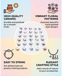 Sevorley 50Piece Set Ceramic Drum-Shaped Loose Beads for Diy Jewelry