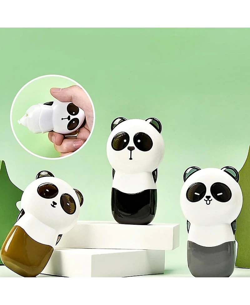 Sevorley 3-Pack Cute Panda Correction Tape, 39.37ft Each, Tear-Resistant White
