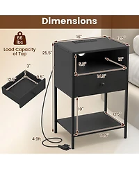 Slickblue Nightstand with Built-In Charging Station, Usb Ports and Power Outlets