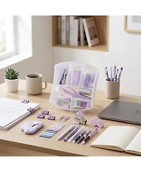 Sevorley Mini Office Supply Kit with Stapler Tape Dispenser Scissors and Clips