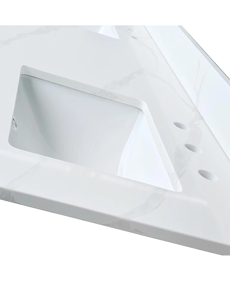Sillysis 61 Inch Double Sink Quartz Bathroom Vanity Top with Undermount Sinks, Carrara Marble Look, 4" Backsplash, Stain and Heat Resistant