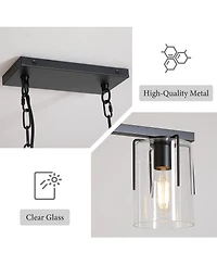 Midola 3-Light Matte Linear Pendant Light, Industrial Kitchen Island Lighting with Clear Glass Shades, Adjustable Chain Chandelier