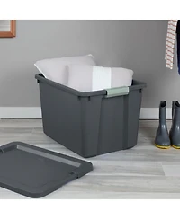Sterilite 6 Pack 20 Gallon Latch Tote, Stackable Plastic Storage Bin Container