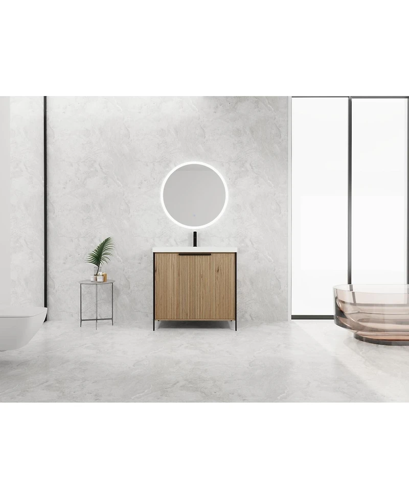 Sillysis Modern Freestanding Bathroom Vanity with Resin Sink, Soft Close Door, Adjustable Shelf, Plywood Cabinet