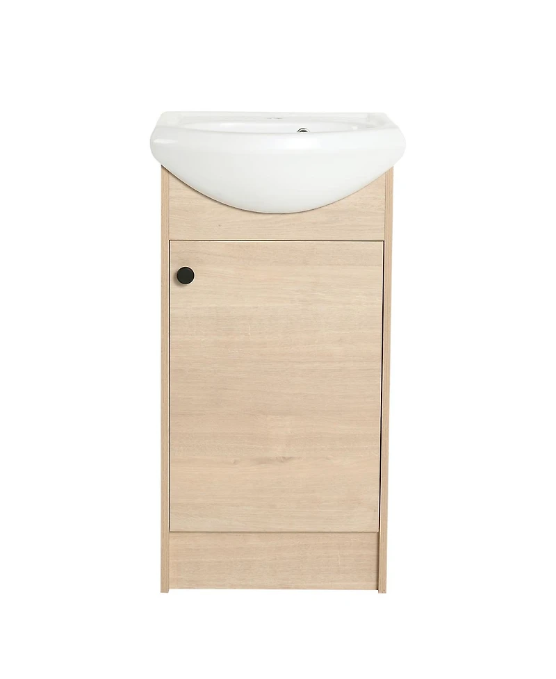 Sillysis 18 Inch Freestanding Bathroom Vanity with Ceramic Sink, Soft Close Door, Adjustable Storage Shelf for Small Spaces