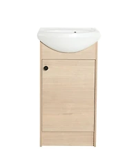 Sillysis 18 Inch Freestanding Bathroom Vanity with Ceramic Sink, Soft Close Door, Adjustable Storage Shelf for Small Spaces