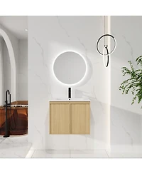 Sillysis Modern Wall Mounted Bathroom Vanity with Ceramic Sink, Soft Close Doors