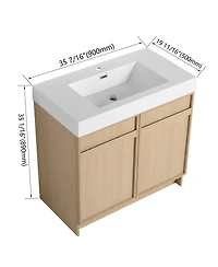 Sillysis 35 Inch Freestanding Bathroom Vanity with Resin Sink, Soft Close Doors, Adjustable Shelf, Ample Storage for Modern Bathrooms