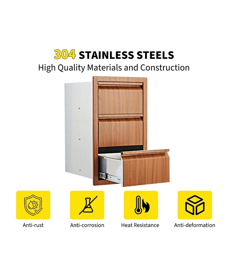 homfan Triple Drawer Storage Cabinet for Outdoor Kitchen Island