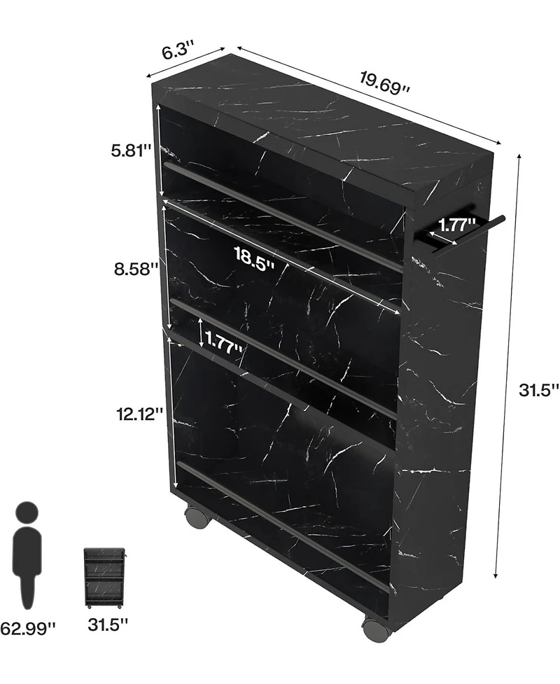 Tribesigns 4-Tier Slim Storage Cart, Rolling Kitchen Cart on Wheels for Small Place,