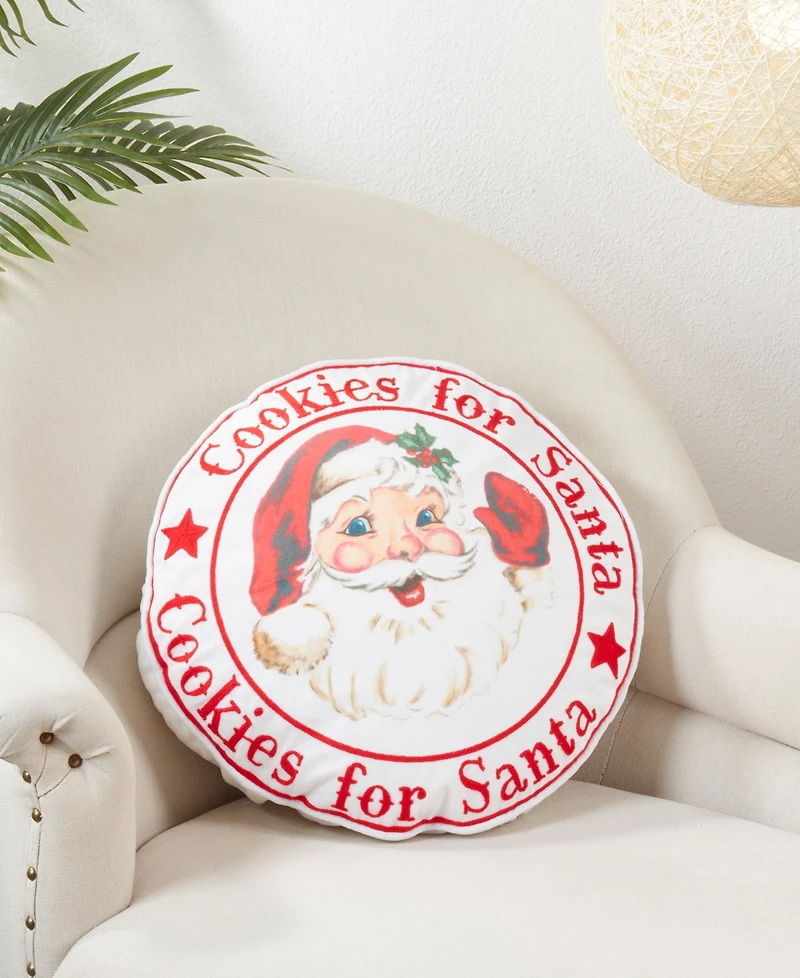 Saro Lifestyle Santa Decorative Pillow, 17" Round