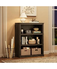 homfan 40 Inch 3-Tier Farmhouse Open Bookshelf Wooden Display and Storage Bookcase for Living Room and Bedroom