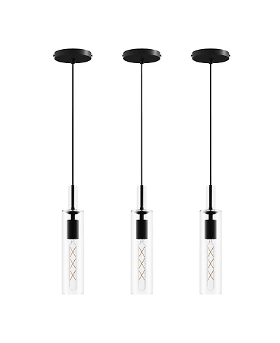 Midola 3 Pack Pendant Lights Kitchen Island, Adjustable Modern Glass Pendant Light Over Island, Industrial Pendant Light Fixtures for Dining Room