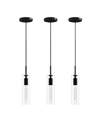 Midola 3 Pack Pendant Lights Kitchen Island, Adjustable Modern Glass Pendant Light Over Island, Industrial Pendant Light Fixtures for Dining Room