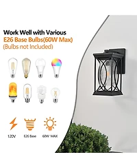 Midola 14"(H) 1-pack Outdoor Wall Lantern with Crackled Glass, Weather-Resistant Exterior Light Fixture for Porch, Patio, and Entryway